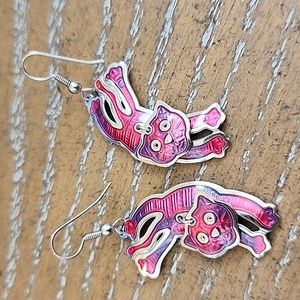 Vintage Dangle Edhar Berebi Bobble head Cat Earrings